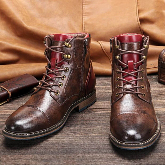 Bottes Oxford en Cuir Homme – Chaussures à Lacets Robustes
