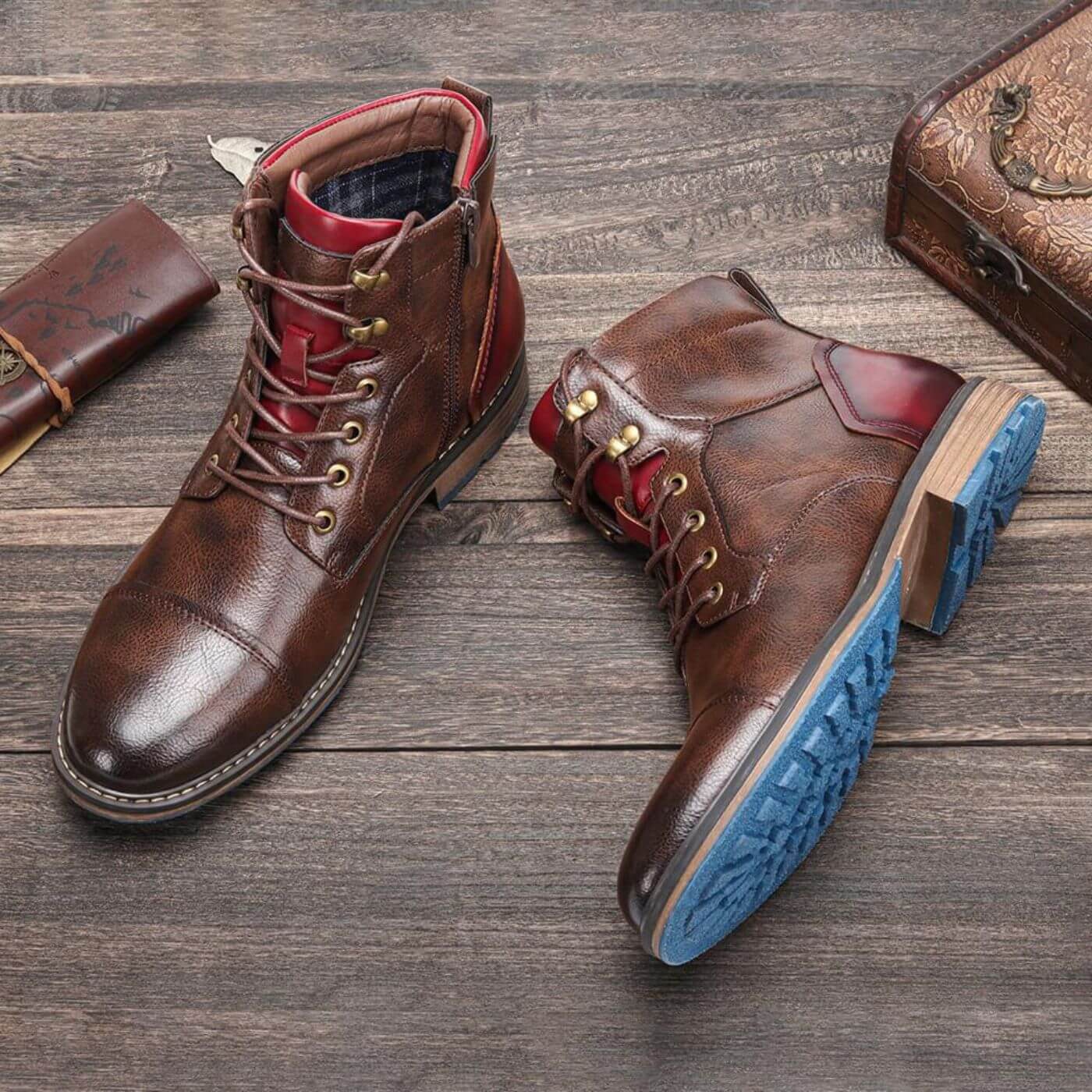 Bottes Oxford en Cuir Homme – Chaussures à Lacets Robustes