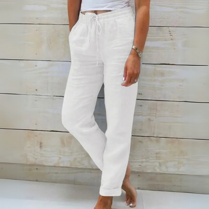 Pantalon d’été décontracté en lin élégant femmes – léger, respirant, confortable