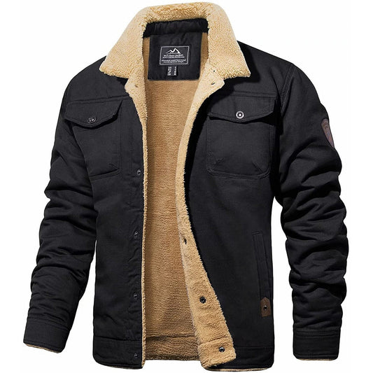 Veste Cargo Homme Doublée Sherpa – Manteau d’Hiver Isolant et Chaud