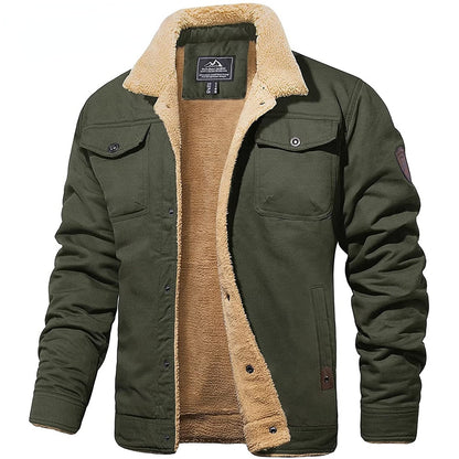 Veste Cargo Homme Doublée Sherpa – Manteau d’Hiver Isolant et Chaud