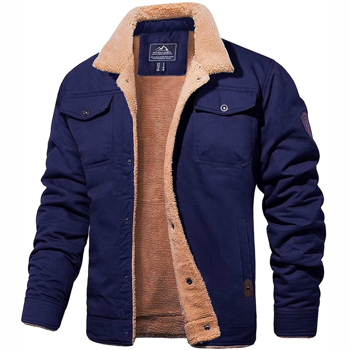 Veste Cargo Homme Doublée Sherpa – Manteau d’Hiver Isolant et Chaud