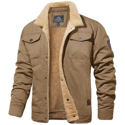 Veste Cargo Homme Doublée Sherpa – Manteau d’Hiver Isolant et Chaud