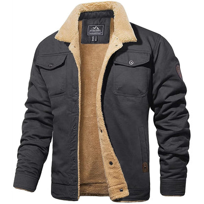 Veste Cargo Homme Doublée Sherpa – Manteau d’Hiver Isolant et Chaud