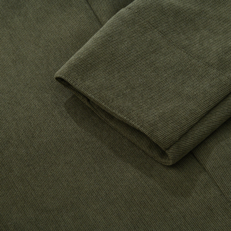 Manteau court ajusté en velours côtelé à col montant pour homme