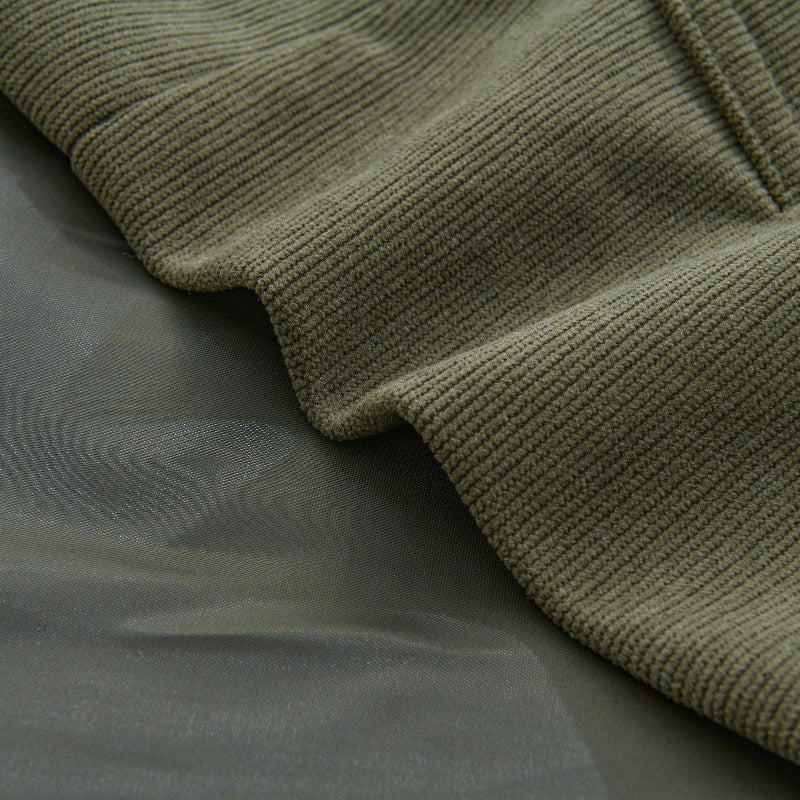 Manteau court ajusté en velours côtelé à col montant pour homme