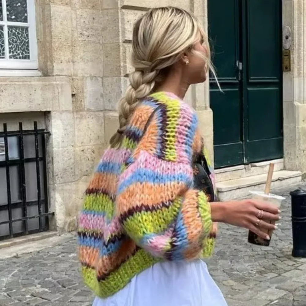 Gilet Femme Doux à Coupe Ouverte – Tricot Élégant et Coloré