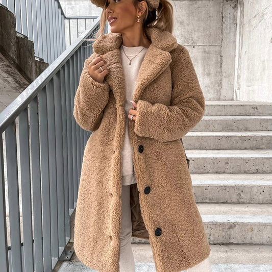 Manteau Long en Teddy Premium pour Femmes – Survêtement Chaud et Élégant d’Hiver