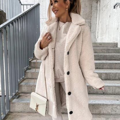 Manteau Long en Teddy Premium pour Femmes – Survêtement Chaud et Élégant d’Hiver