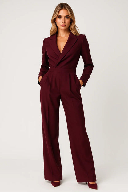 Combinaison Femme Élégante Col V – Style Ajusté d’Hiver