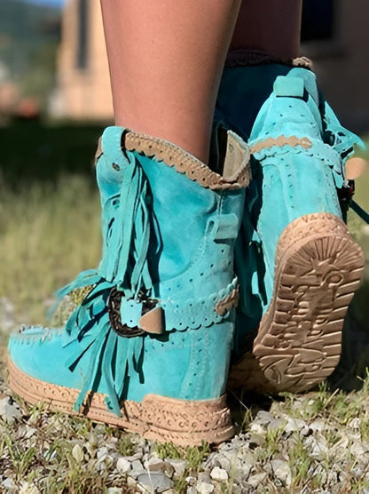 Bottes Élégantes et Durables avec Franges pour Femme – Semelle en Caoutchouc