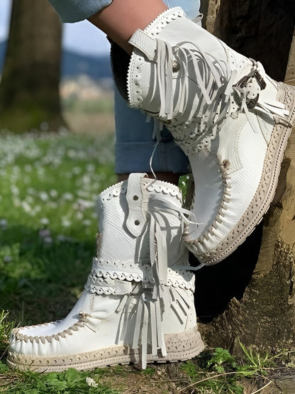 Bottes Élégantes et Durables avec Franges pour Femme – Semelle en Caoutchouc