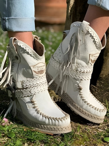 Bottes Élégantes et Durables avec Franges pour Femme – Semelle en Caoutchouc