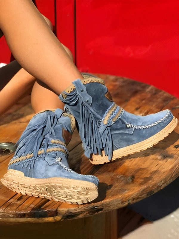 Bottes Élégantes et Durables avec Franges pour Femme – Semelle en Caoutchouc