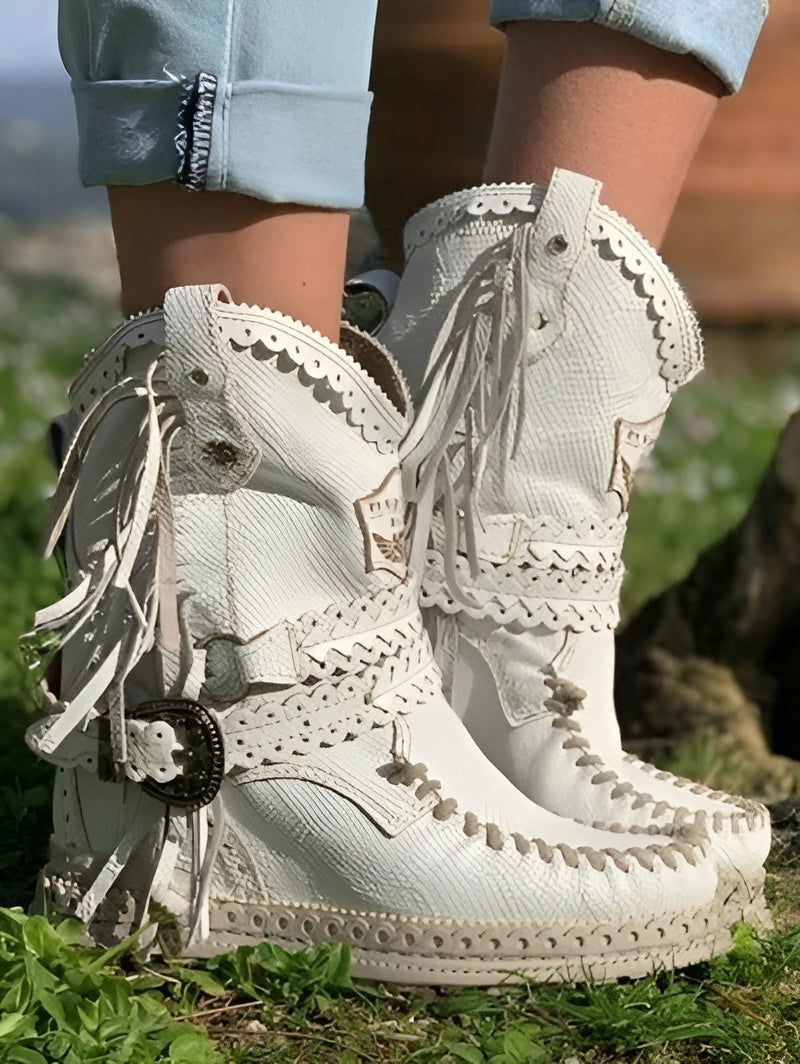 Bottes Élégantes et Durables avec Franges pour Femme – Semelle en Caoutchouc