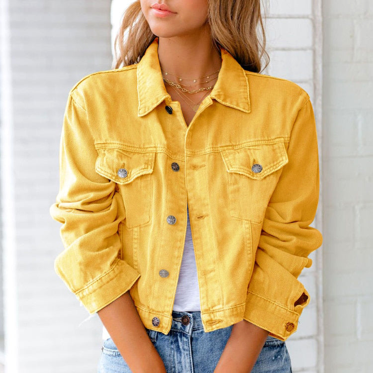Veste Courte Élégante en Jean Femme – Boutonnée Style Décontracté Quotidien