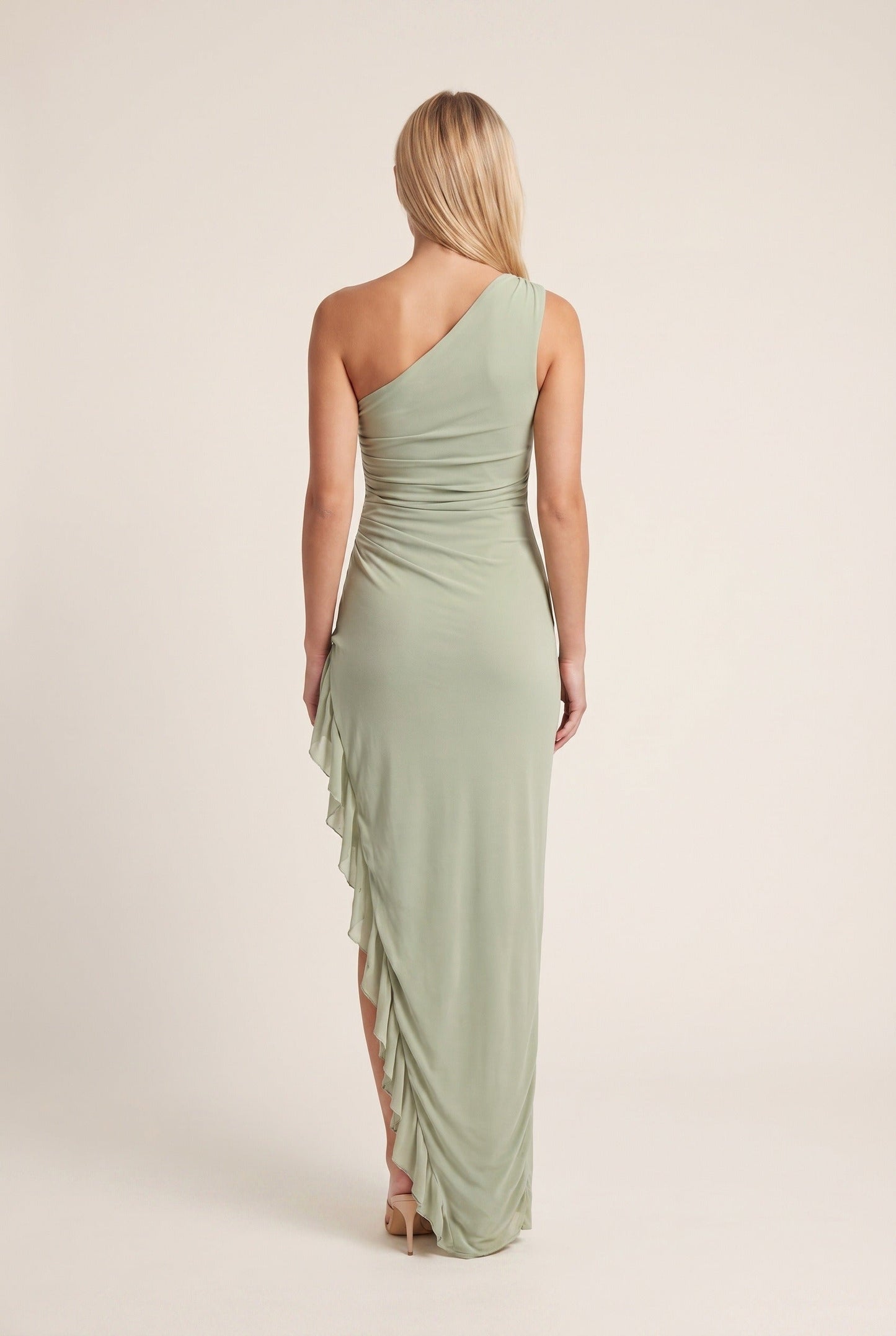 Robe maxi asymetrique femme a volants - Elegante et flatteuse