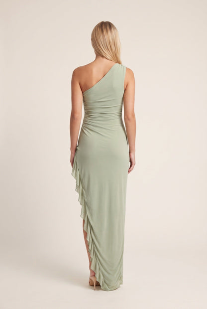 Robe maxi asymetrique femme a volants - Elegante et flatteuse