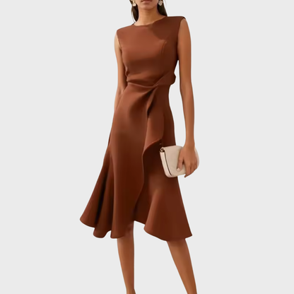 Robe portefeuille midi sans manches pour femme – Ourlet asymétrique, style élégant pour les fêtes d'été
