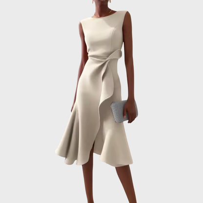 Robe portefeuille midi sans manches pour femme – Ourlet asymétrique, style élégant pour les fêtes d'été