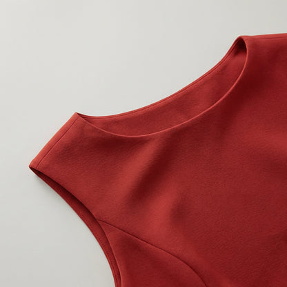 Robe portefeuille midi sans manches pour femme – Ourlet asymétrique, style élégant pour les fêtes d'été
