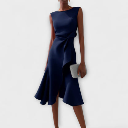 Robe portefeuille midi sans manches pour femme – Ourlet asymétrique, style élégant pour les fêtes d'été