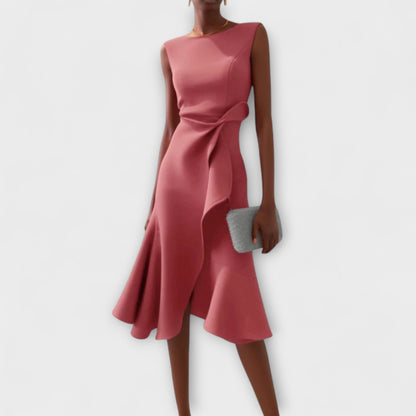 Robe portefeuille midi sans manches pour femme – Ourlet asymétrique, style élégant pour les fêtes d'été