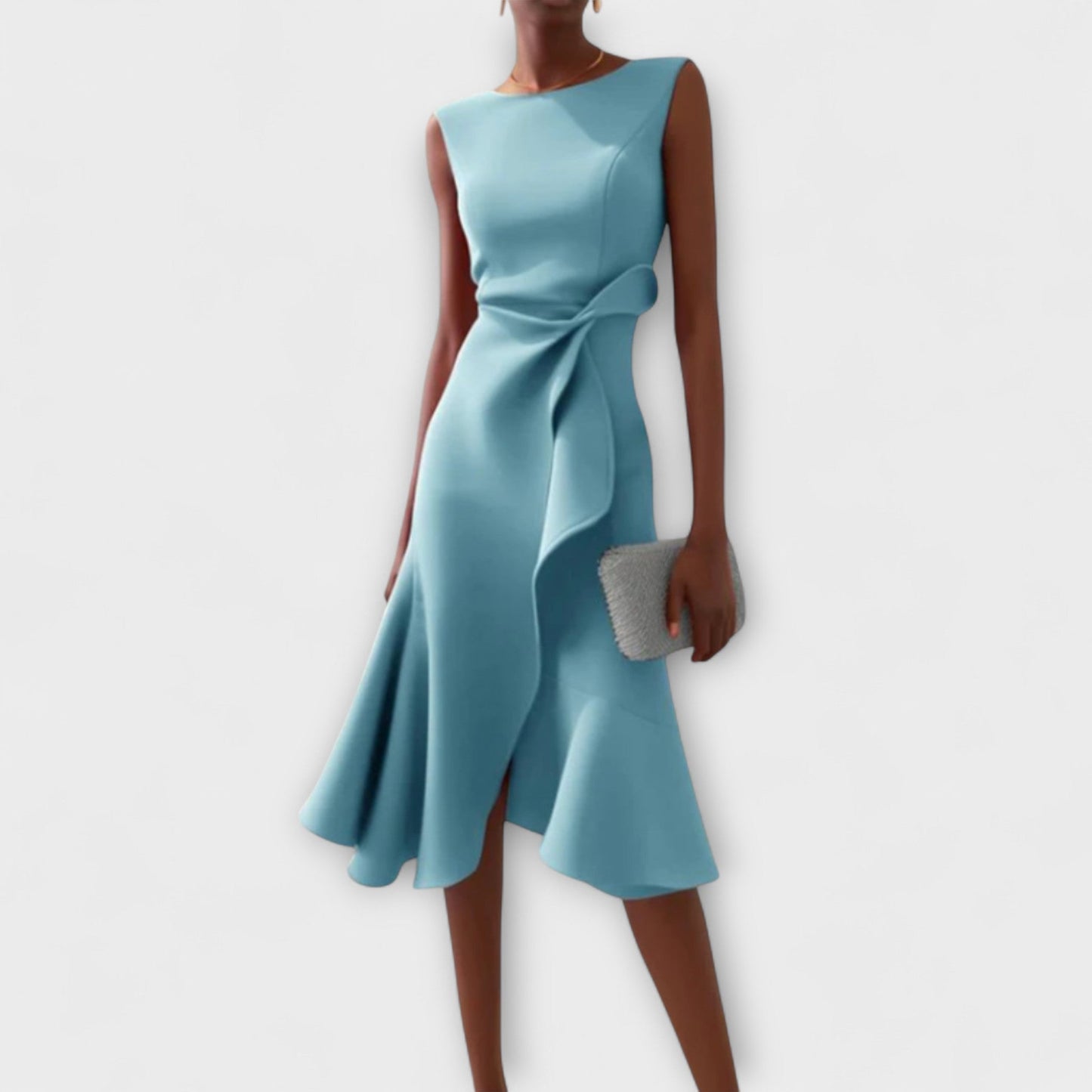 Robe portefeuille midi sans manches pour femme – Ourlet asymétrique, style élégant pour les fêtes d'été