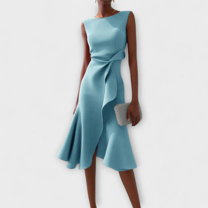 Robe portefeuille midi sans manches pour femme – Ourlet asymétrique, style élégant pour les fêtes d'été