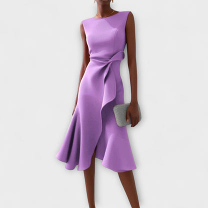 Robe portefeuille midi sans manches pour femme – Ourlet asymétrique, style élégant pour les fêtes d'été