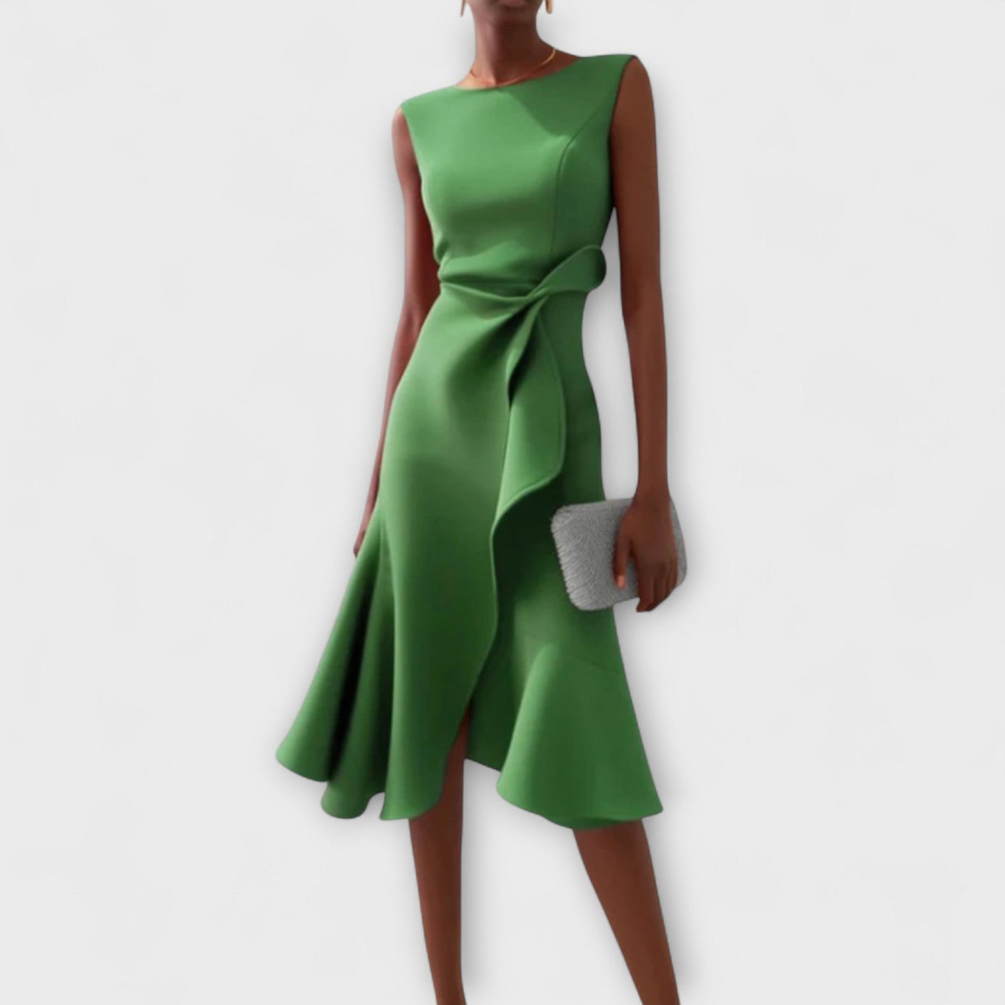 Robe portefeuille midi sans manches pour femme – Ourlet asymétrique, style élégant pour les fêtes d'été
