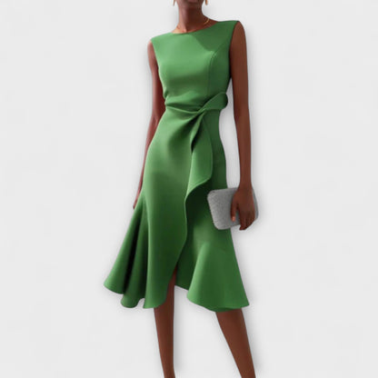 Robe portefeuille midi sans manches pour femme – Ourlet asymétrique, style élégant pour les fêtes d'été