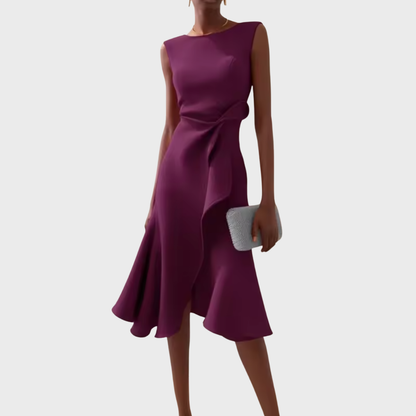 Robe portefeuille midi sans manches pour femme – Ourlet asymétrique, style élégant pour les fêtes d'été