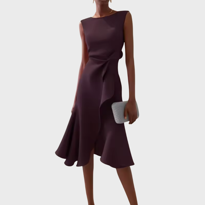 Robe portefeuille midi sans manches pour femme – Ourlet asymétrique, style élégant pour les fêtes d'été