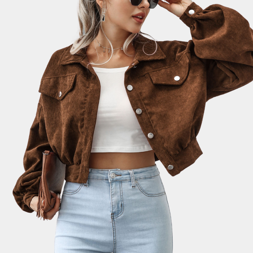 Veste Courte Femme à Manches Lanternes – Chaleur Stylée pour les Journées Fraîches