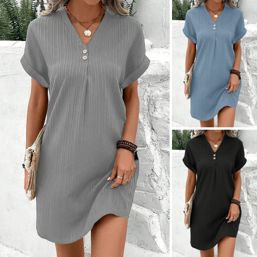 Robe chemise courte col V légère femmes - Décontractée élégante
