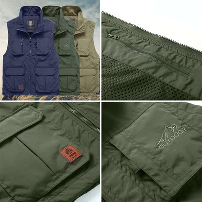 Gilet sans manches de randonnée pour homme avec poches en polaire