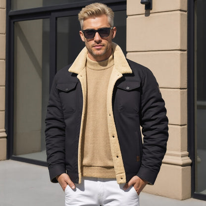 Veste Cargo Homme Doublée Sherpa – Manteau d’Hiver Isolant et Chaud