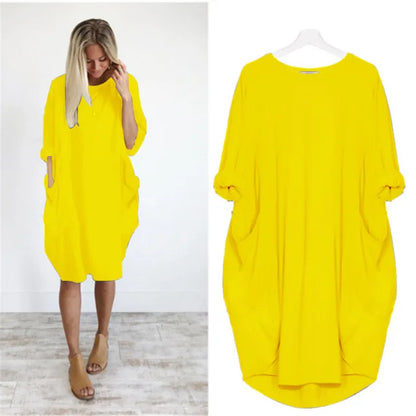 Robe Midi Coton Femme Oversize – Manches Longues Décontracté