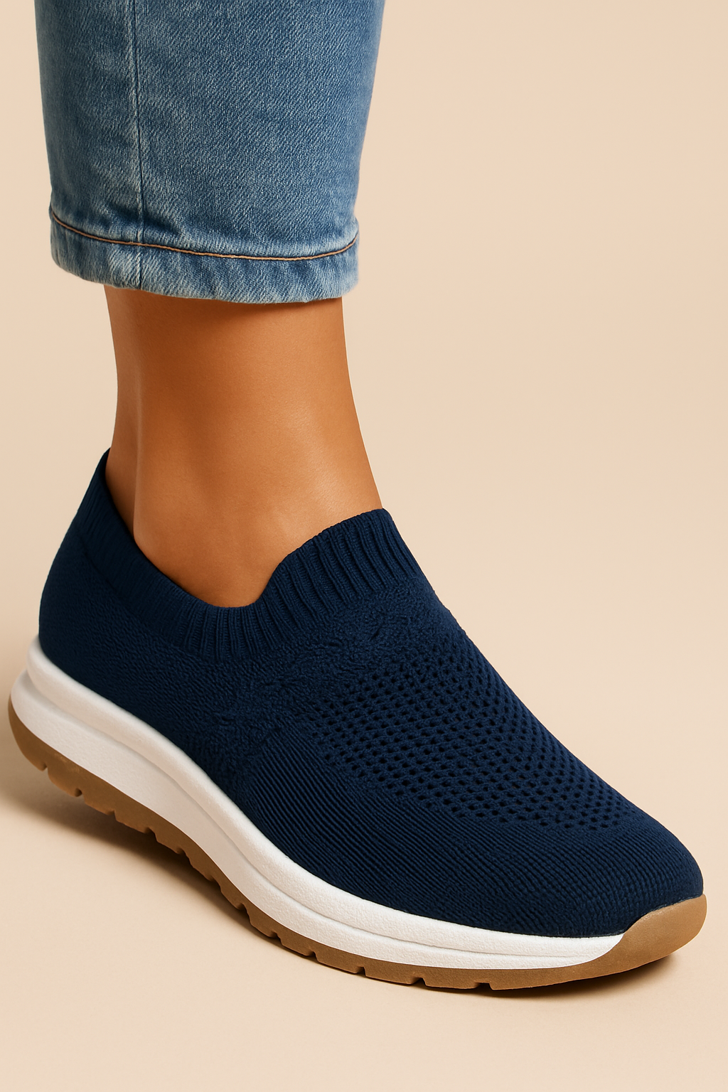 Baskets Respirantes et Élégantes Femme – Chaussures de Marche Confort Tricotées Sans Lacets