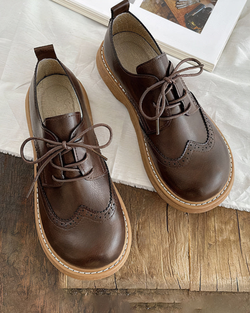 Chaussures Oxford en Cuir Style Rétro pour Femme – Élégance et Confort