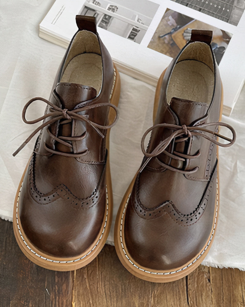 Chaussures Oxford en Cuir Style Rétro pour Femme – Élégance et Confort