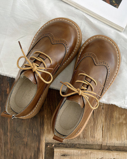 Chaussures Oxford en Cuir Style Rétro pour Femme – Élégance et Confort