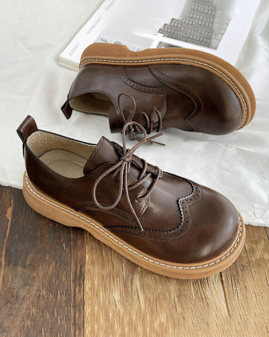 Chaussures Oxford en Cuir Style Rétro pour Femme – Élégance et Confort