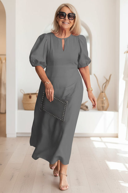 Abito maxi elegante da donna con maniche a sbuffo – Elegante e senza tempo