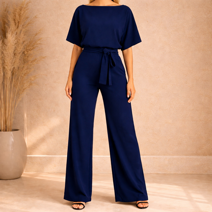 Women's belted wide-leg jumpsuit - Elegant and modern