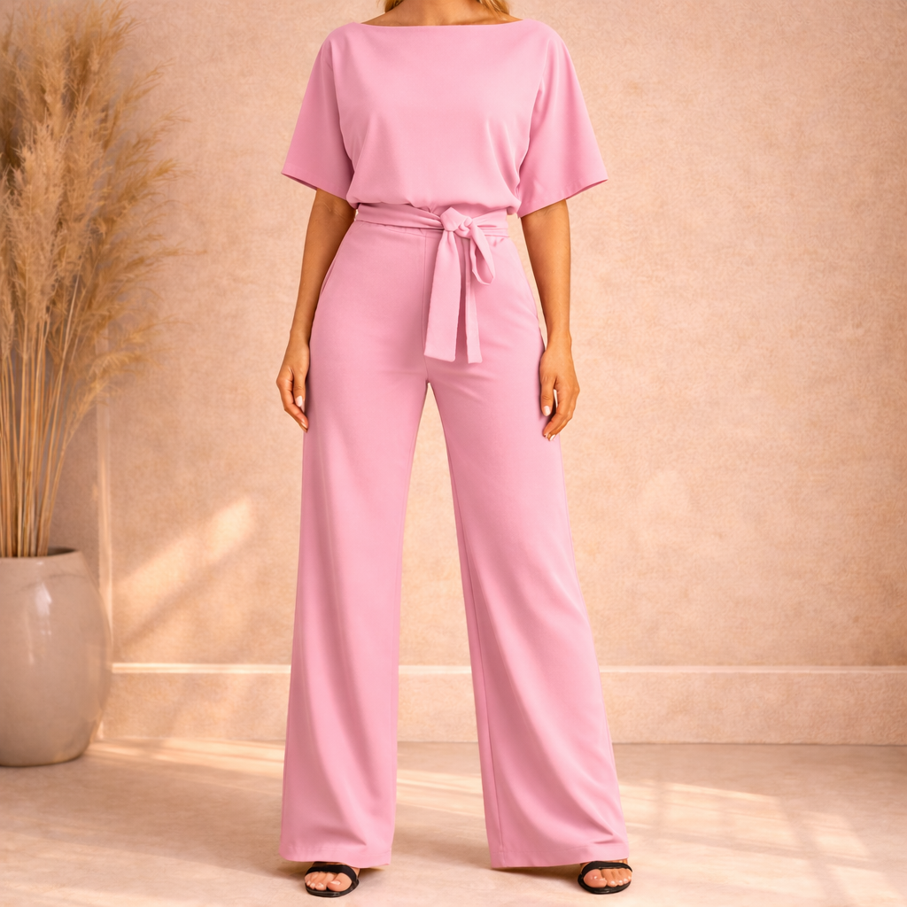 Women's belted wide-leg jumpsuit - Elegant and modern