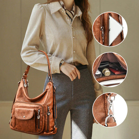 Sac à Épaule Spacieux en Cuir Souple pour Femme – Sac à Main Multi-Poches