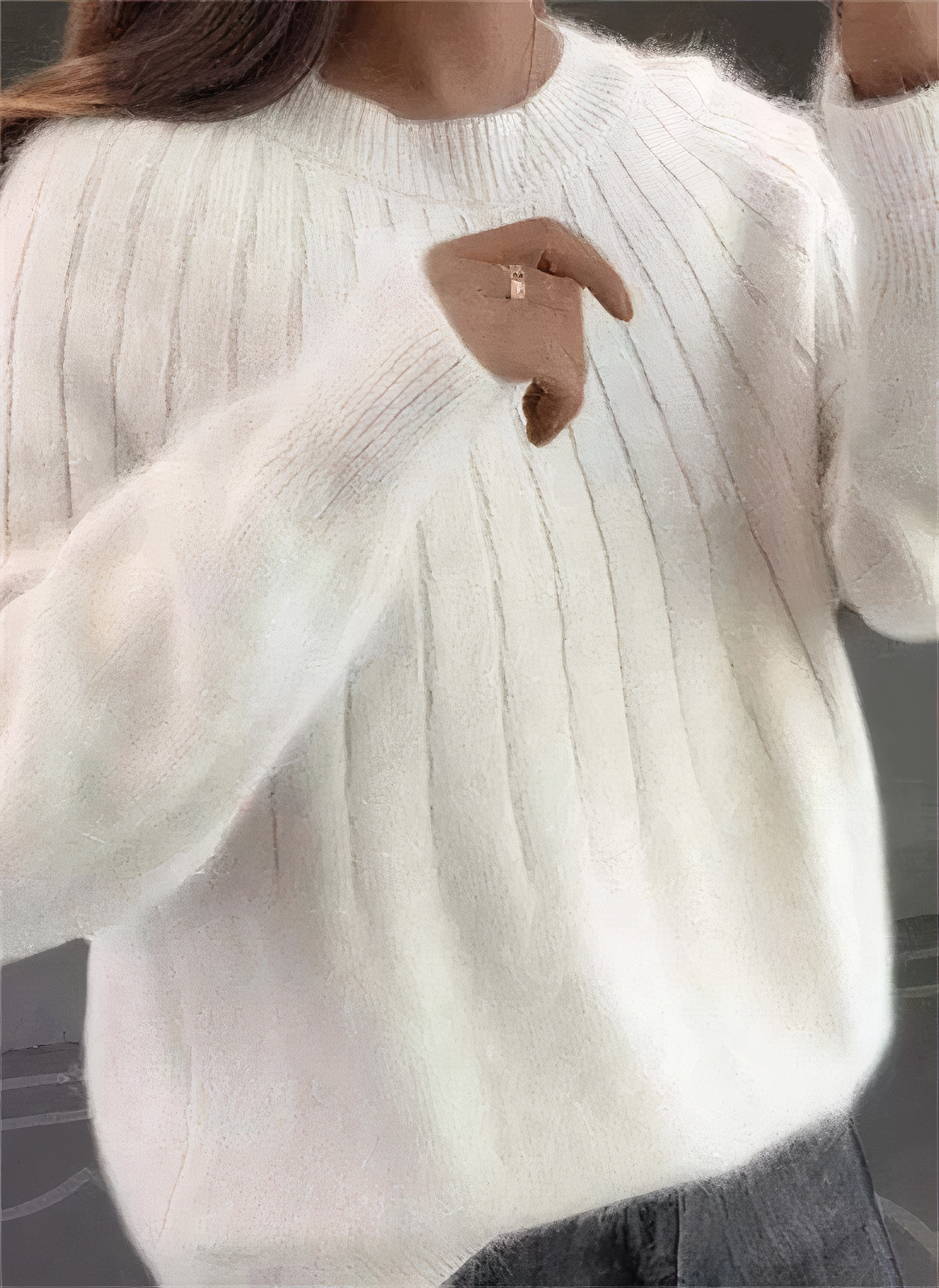 Pull Femme Col Rond en Tricot Douillet – Élégance Confortable Hivernale