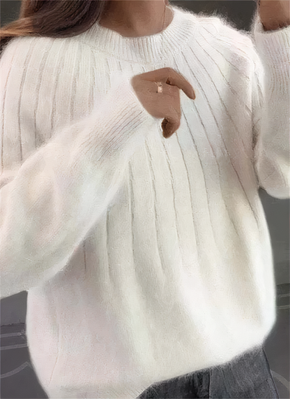 Pull Femme Col Rond en Tricot Douillet – Élégance Confortable Hivernale